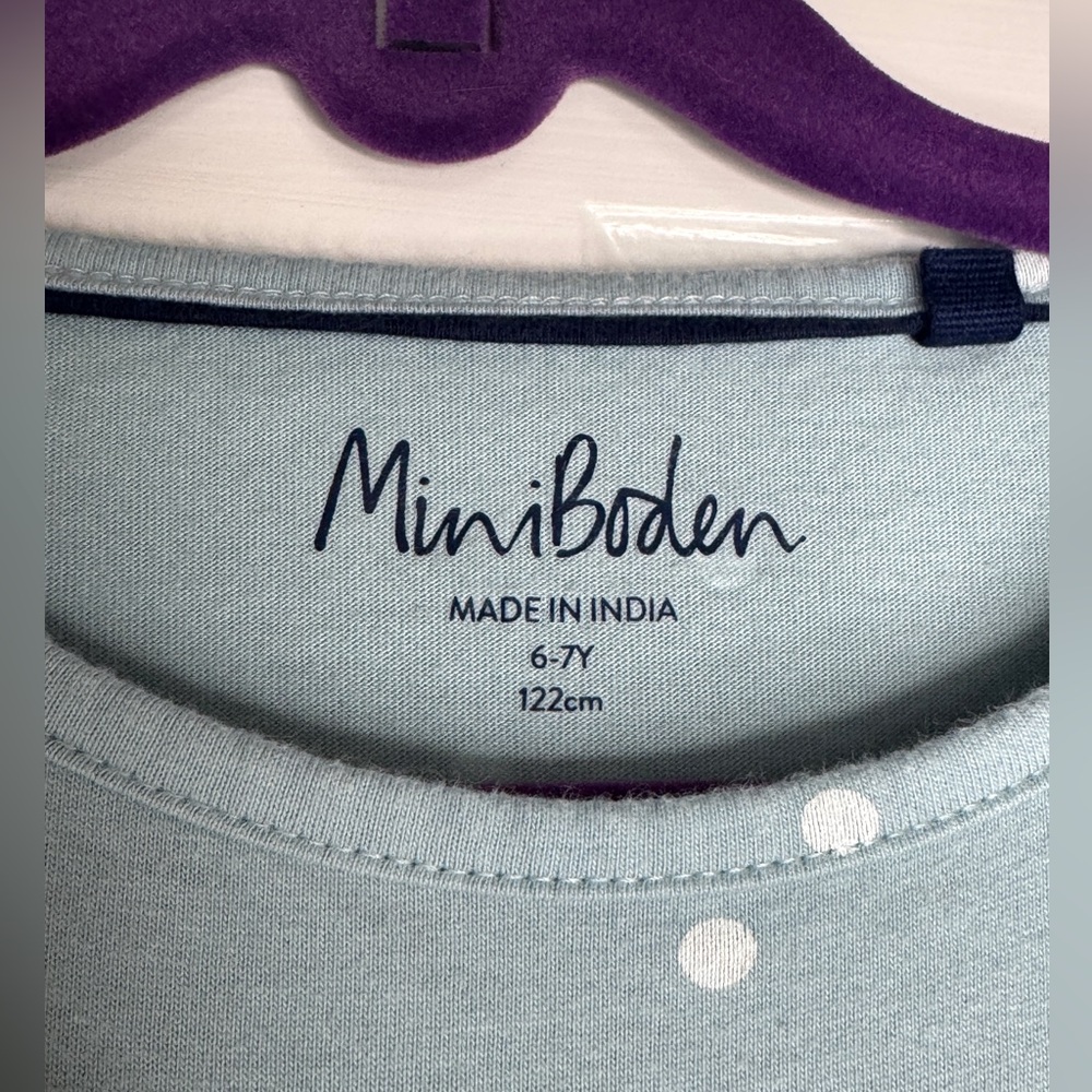 Mini Boden Sky Blue Dress with White Dots & Cute Penguins - Picture 3 of 4